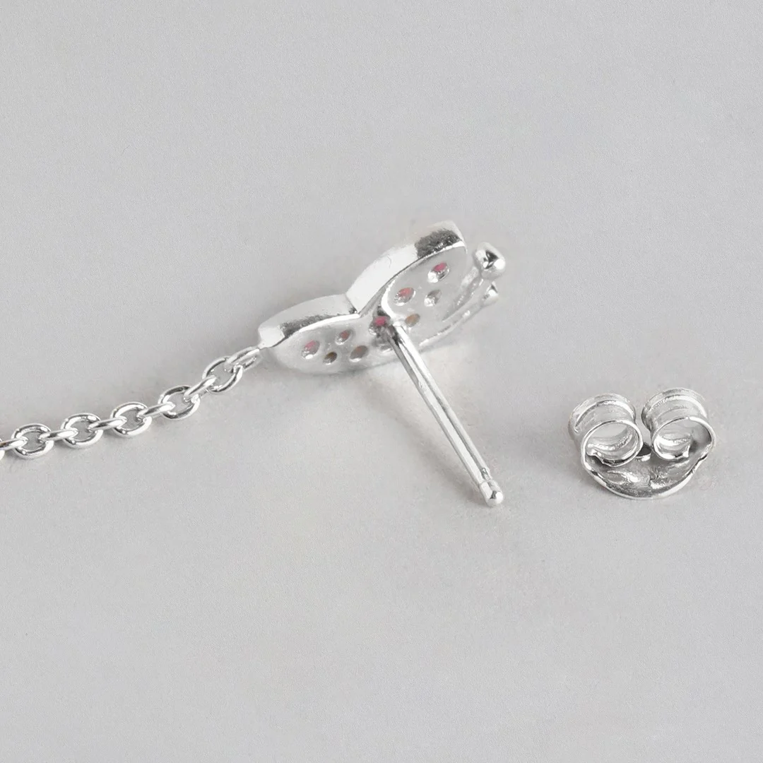 Mystic Wings Rhodium Plated Gemstone Butterfly Hoops & Studs - Image 9