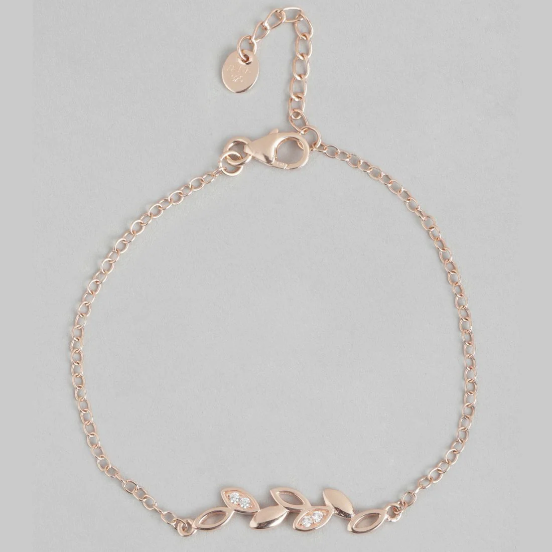 Nature's Embrace Leaf Rose Gold-Plated 925 Sterling Silver Bracelet - Image 3
