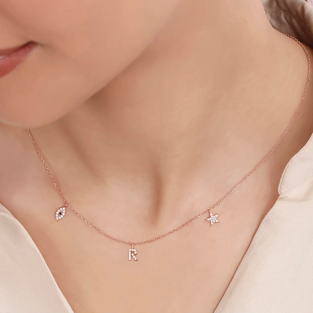 Charm Story Trio Rose Gold-Plated 925 Silver Necklace - Image 2
