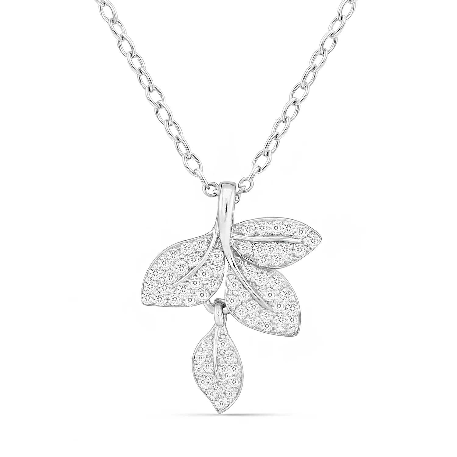 Whispering Leaves Silver Rhodium Plated Necklace - Image 4