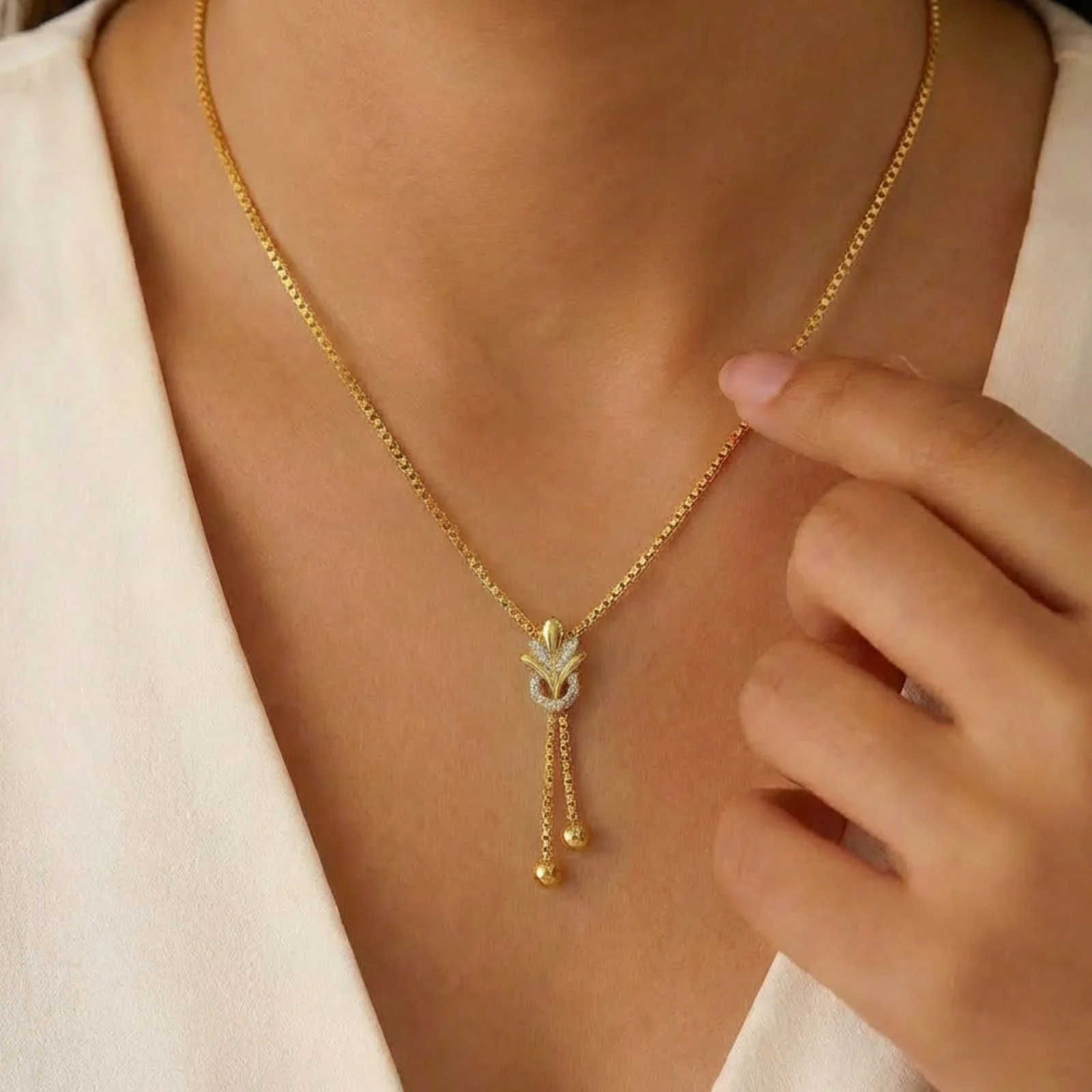 Bloom Drop Gold Plated 925 Silver Necklace - Image 2