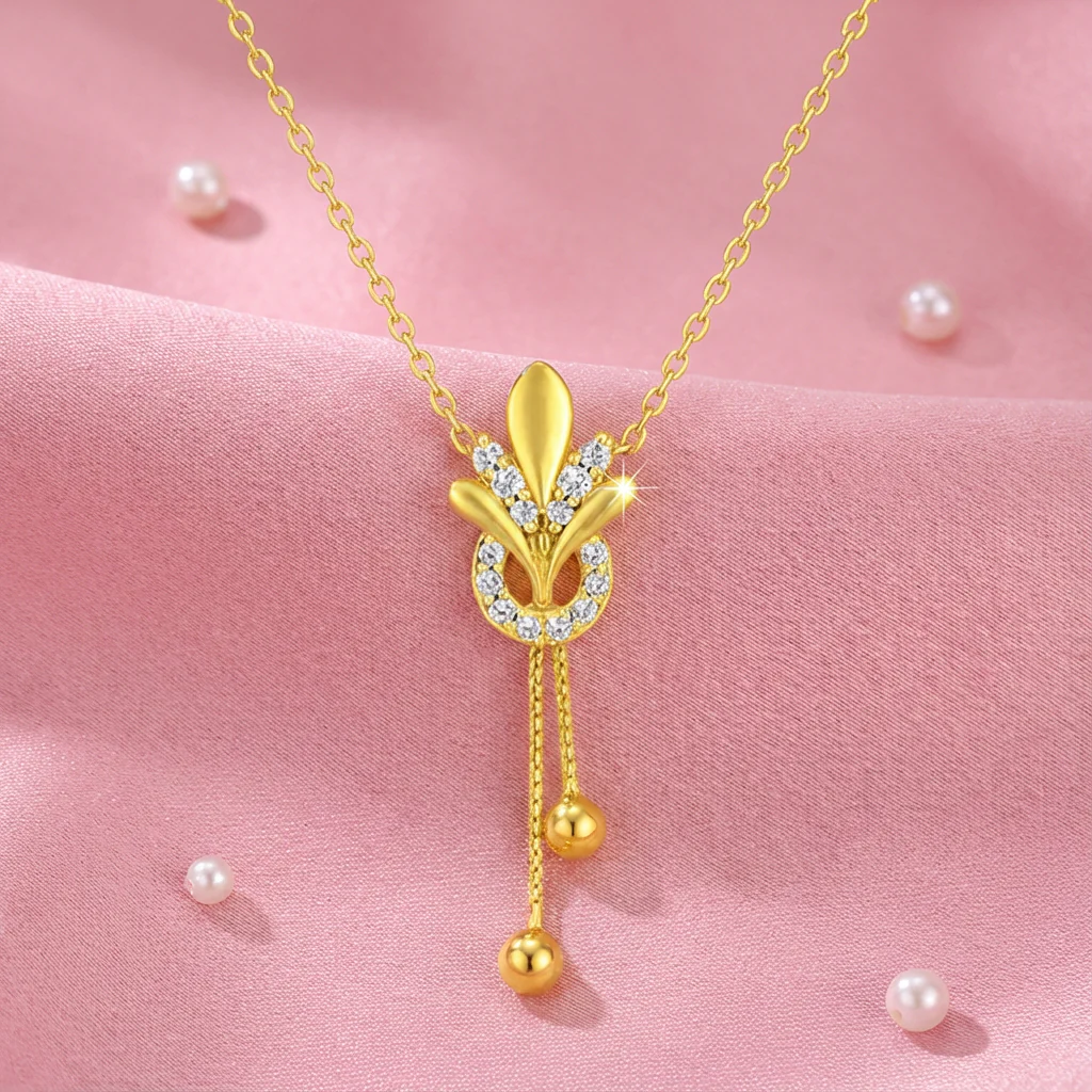 Bloom Drop Gold Plated 925 Silver Necklace - Image 4