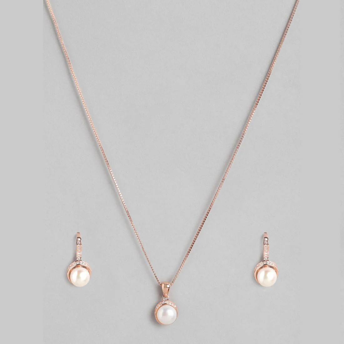 Ocean Blush Freshwater Pearl Rose Gold-Plated 925 Sterling Silver Jewelry Set - Image 3