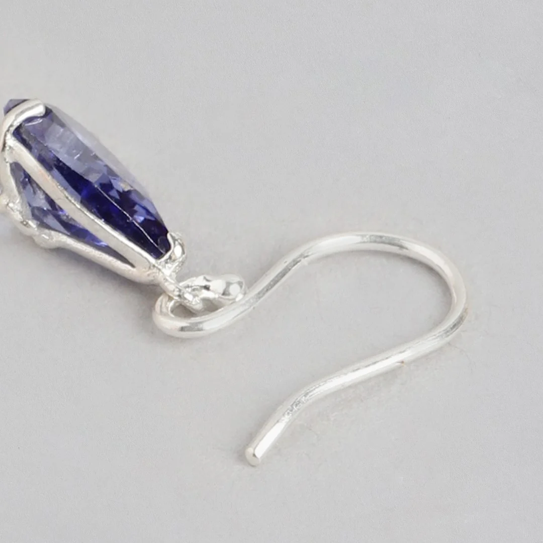 Ocean Drop Rhodium Plated 925 Sterling Silver Dangle Earrings - Image 6