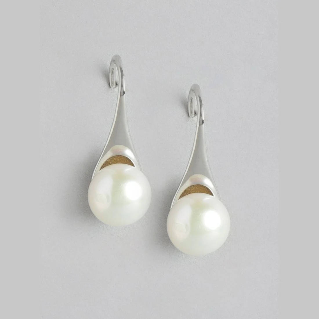 Oceanic Delight 925 Sterling Silver Pearl Earrings with Fish Hook Design - Image 3