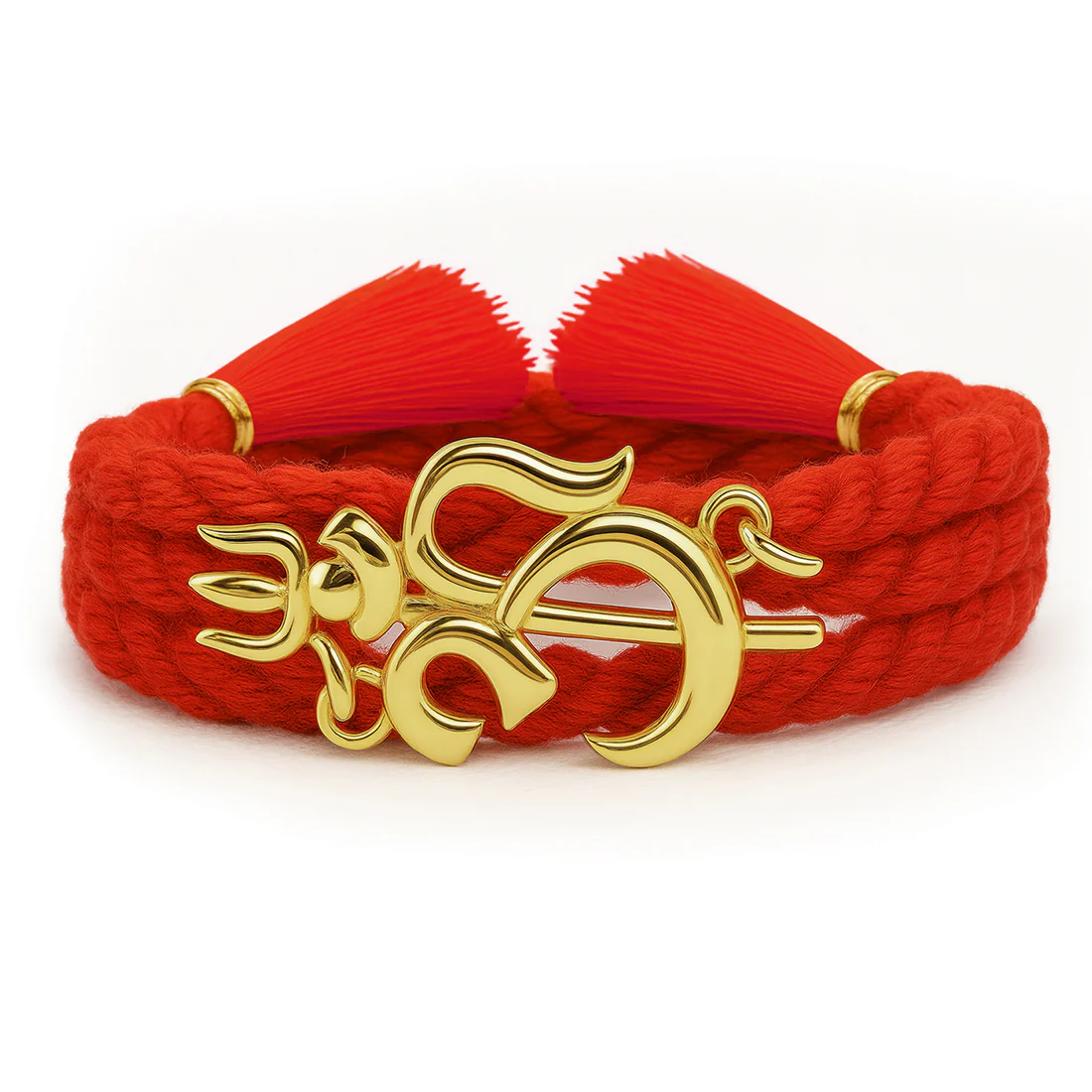 Om Trishul Charm Gold-Plated 925 Sterling Silver Rakhi for Him - Image 5