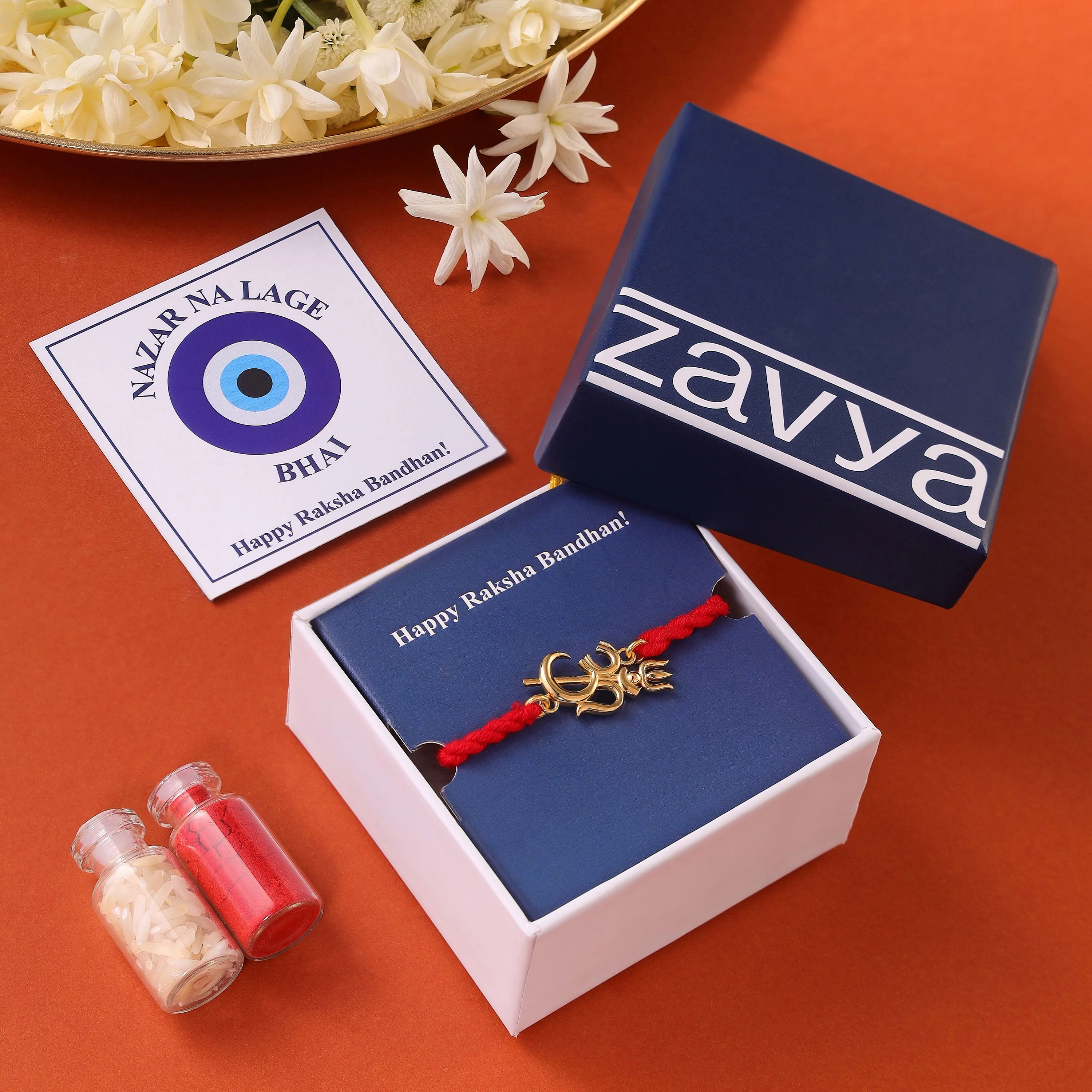 Om Trishul Charm Gold-Plated 925 Sterling Silver Rakhi for Him - Image 7