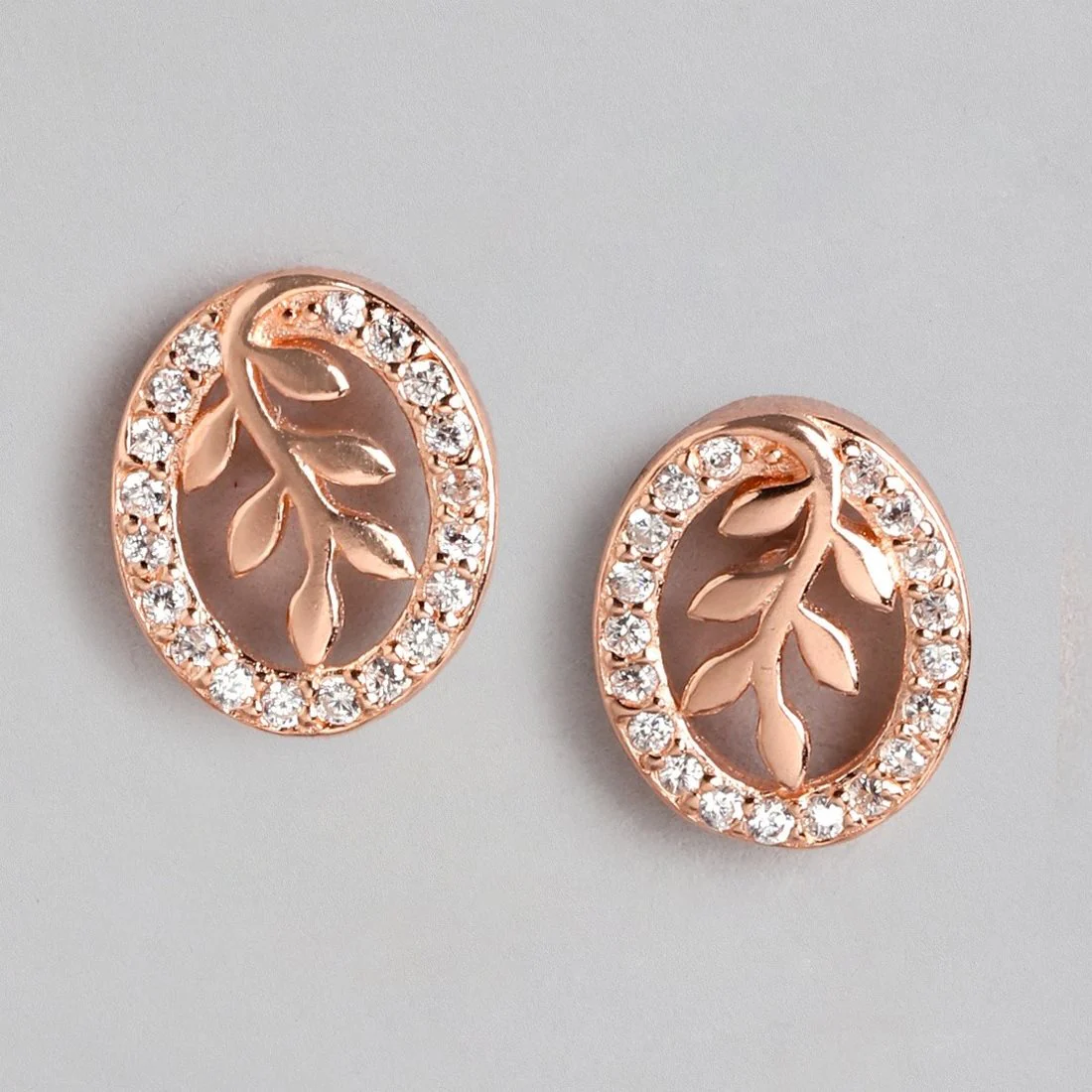 Peace in Circle CZ Rose Gold-Plated 925 Sterling Silver Stud Earrings - Image 4