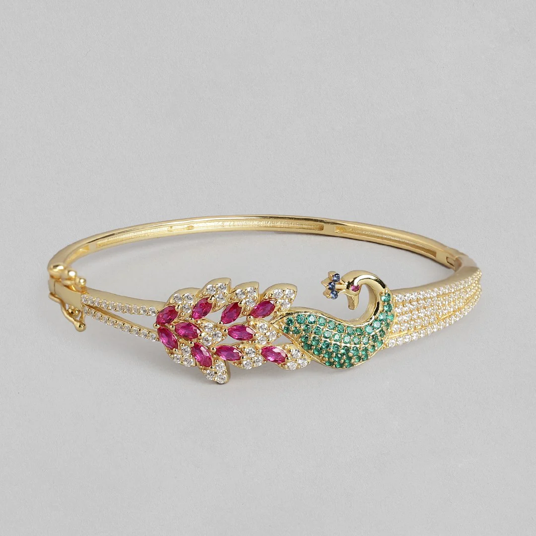 Peacock Rhodium Plated 925 Sterling Silver Cuff Bracelet - Image 18