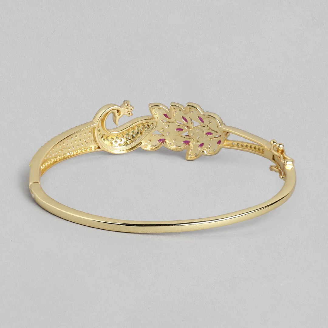 Peacock Rhodium Plated 925 Sterling Silver Cuff Bracelet - Image 19