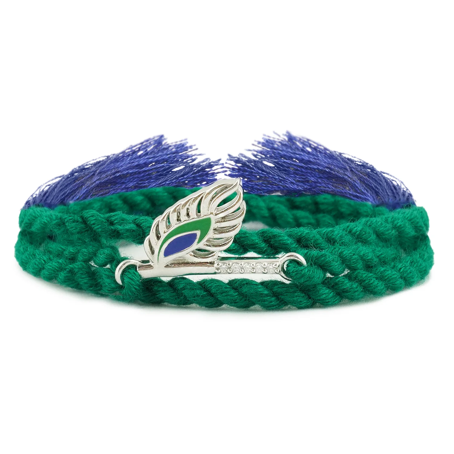 Peacock Feather Charm Oxidised 925 Sterling Silver Thread Rakhi for Him - Image 3