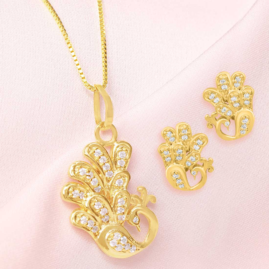 Peacock Glory Gold Plated 925 Sterling Silver Jewelry Set - Image 3