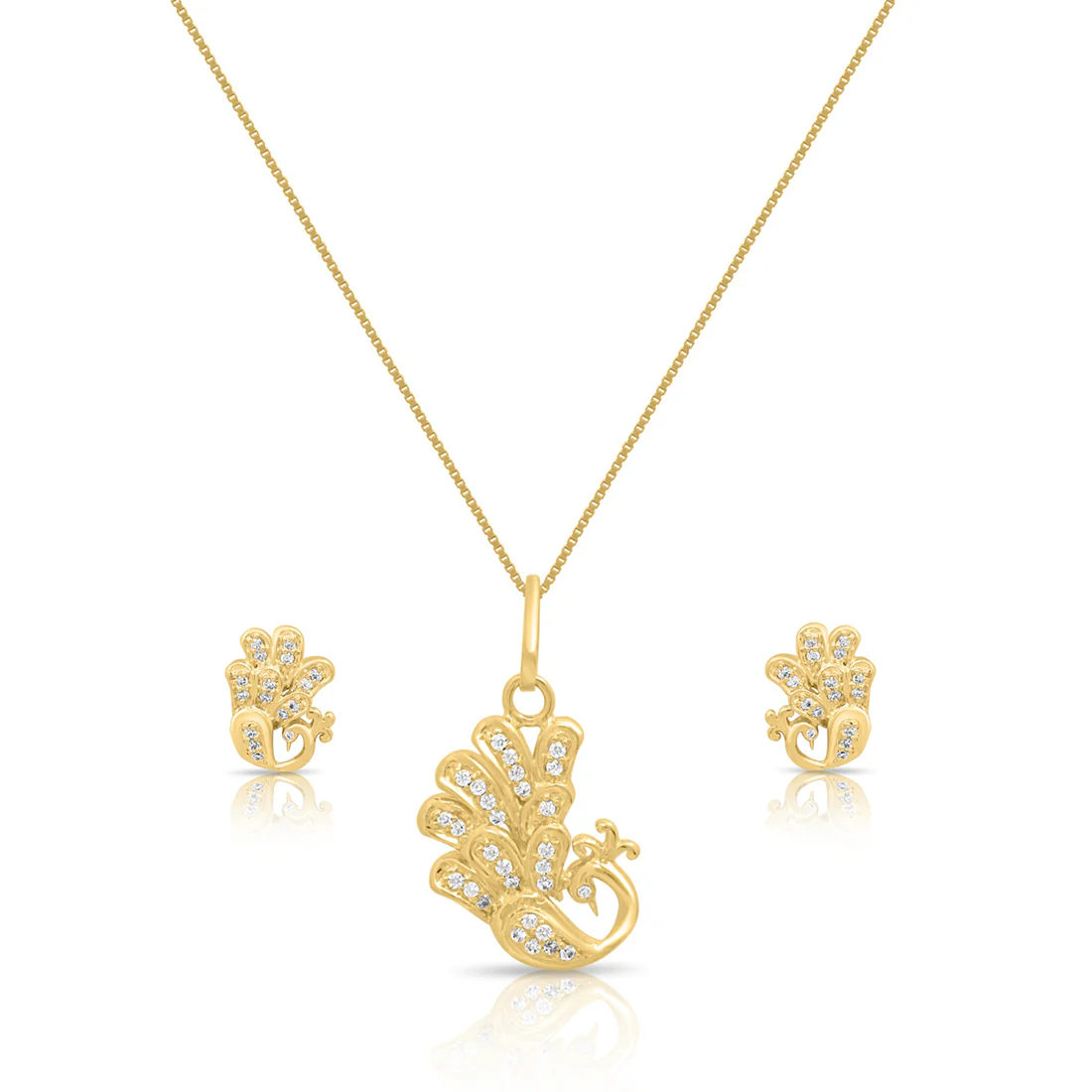 Peacock Glory Gold Plated 925 Sterling Silver Jewelry Set - Image 4