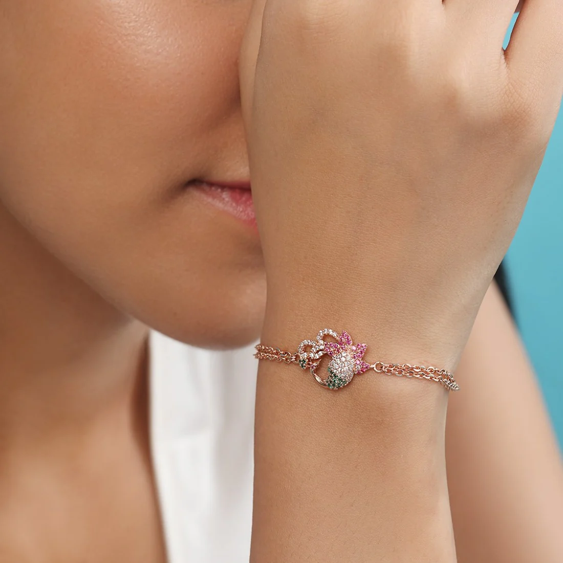 Peacock Grace Rose Gold Plated 925 Sterling Silver Bracelet - Image 3