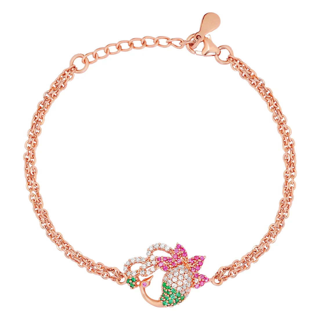 Peacock Grace Rose Gold Plated 925 Sterling Silver Bracelet - Image 4
