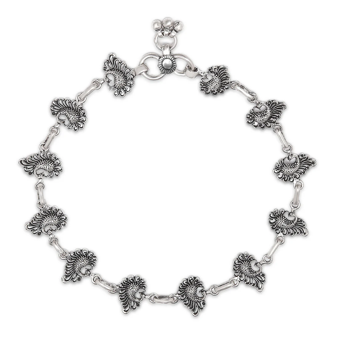 Peacock Plumage Radiance Rhodium-Plated 925 Sterling Silver Anklet - Image 4