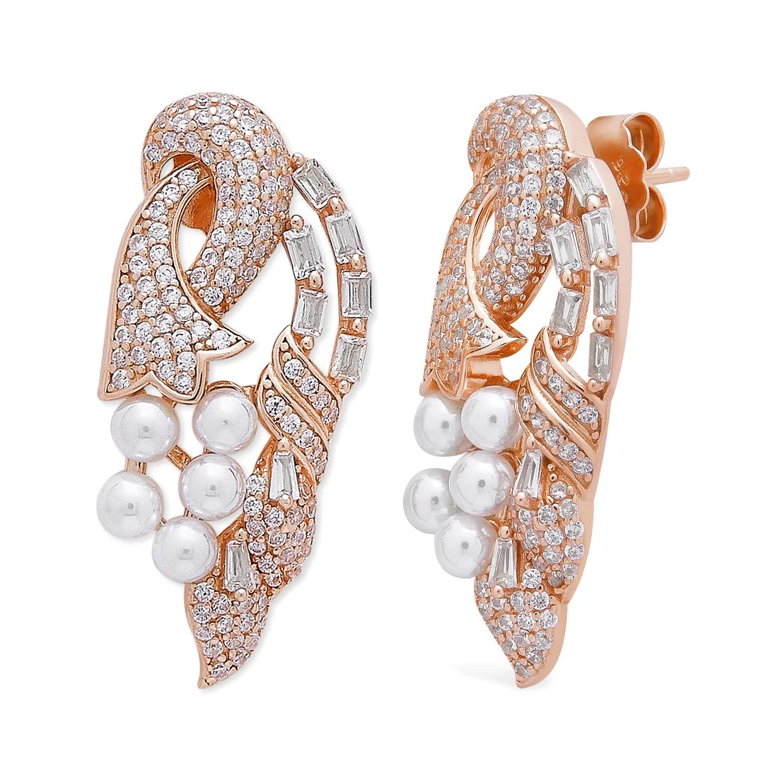 Peacock Splendor Elegance Rose Gold-Plated 925 Sterling Silver Jewelry Set - Image 5