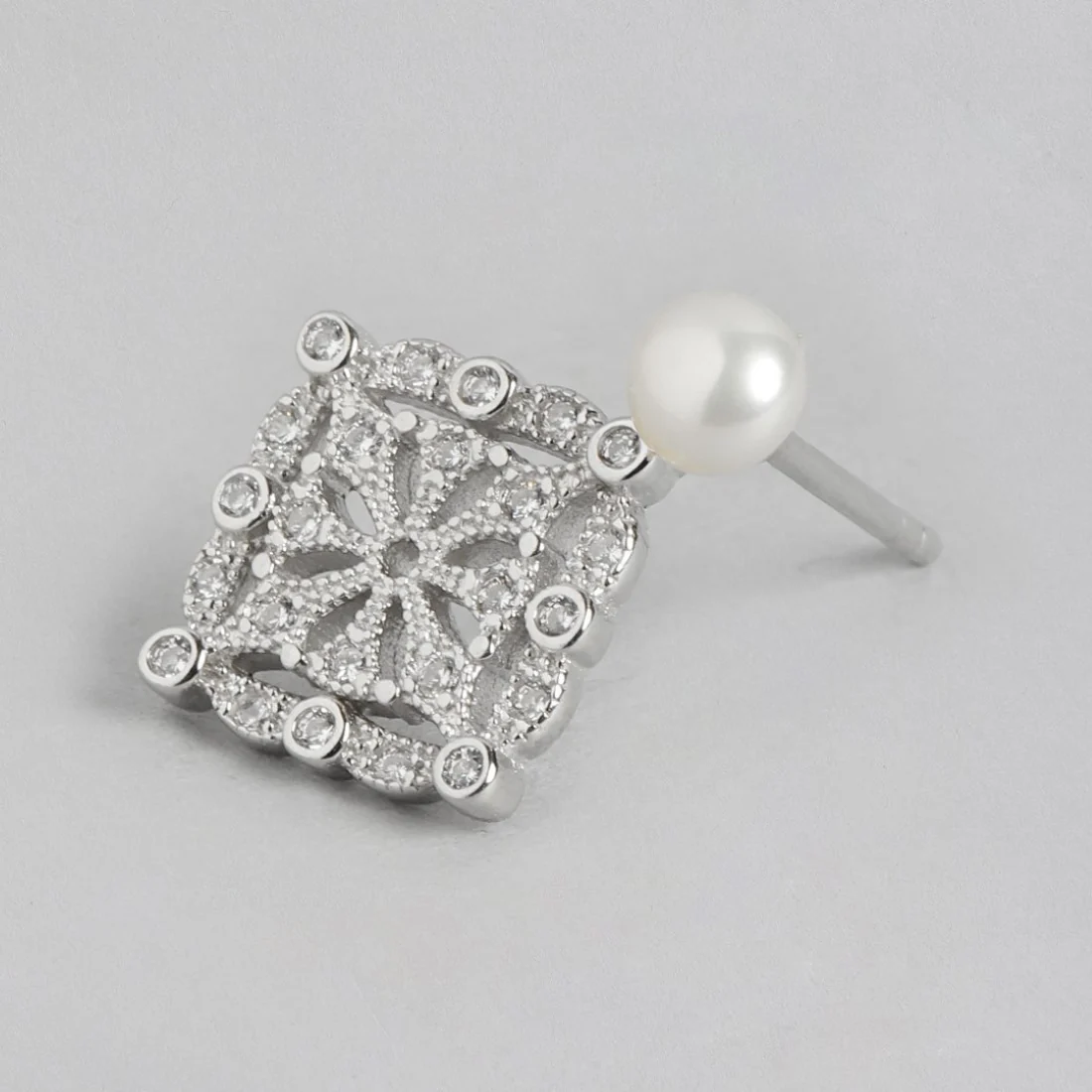 Pearl-CZ Blossom Harmony Rhodium-Plated 925 Sterling Silver Jewelry Set - Image 6
