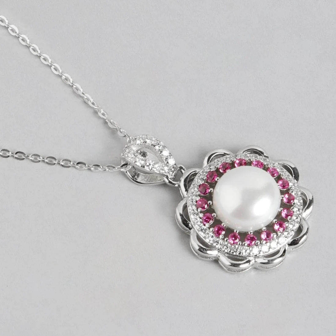 Pearl Blossom Harmony Rhodium-Plated 925 Sterling Silver Jewelry Set - Image 8