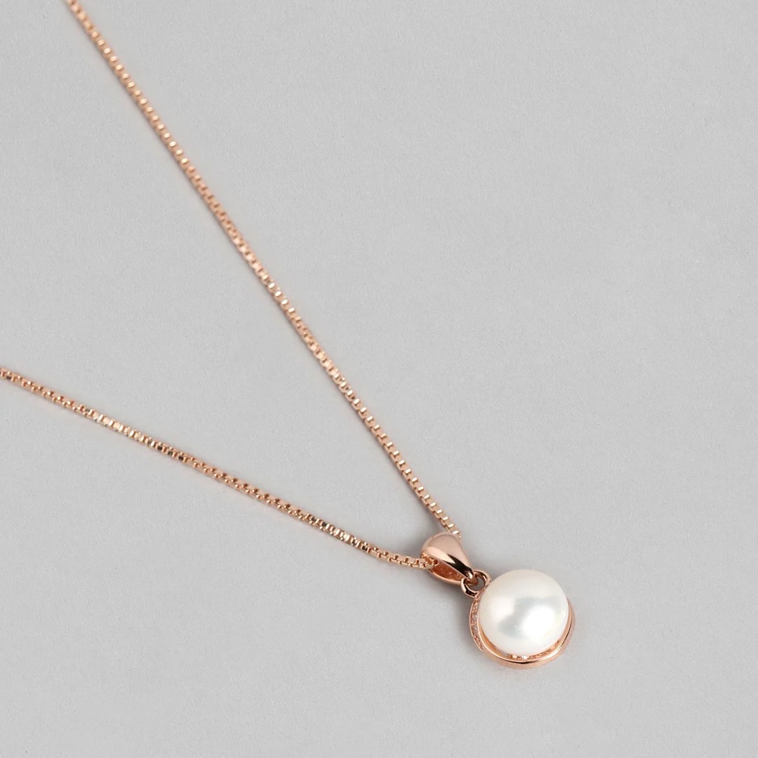 Pearl Drops of Elegance Rose Gold 925 Sterling Silver Pendant with Chain - Image 6