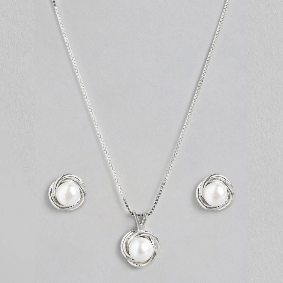 Pearl Elegance Radiance Rhodium-Plated 925 Sterling Silver Jewelry Set - Image 3