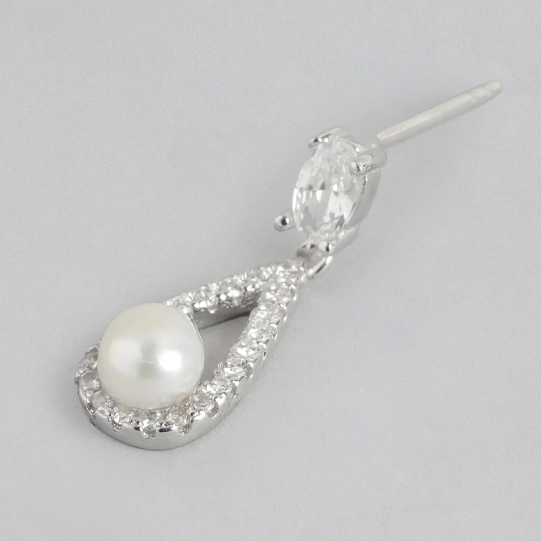 Pearl Radiance Drops Rhodium-Plated 925 Sterling Silver Earrings - Image 4