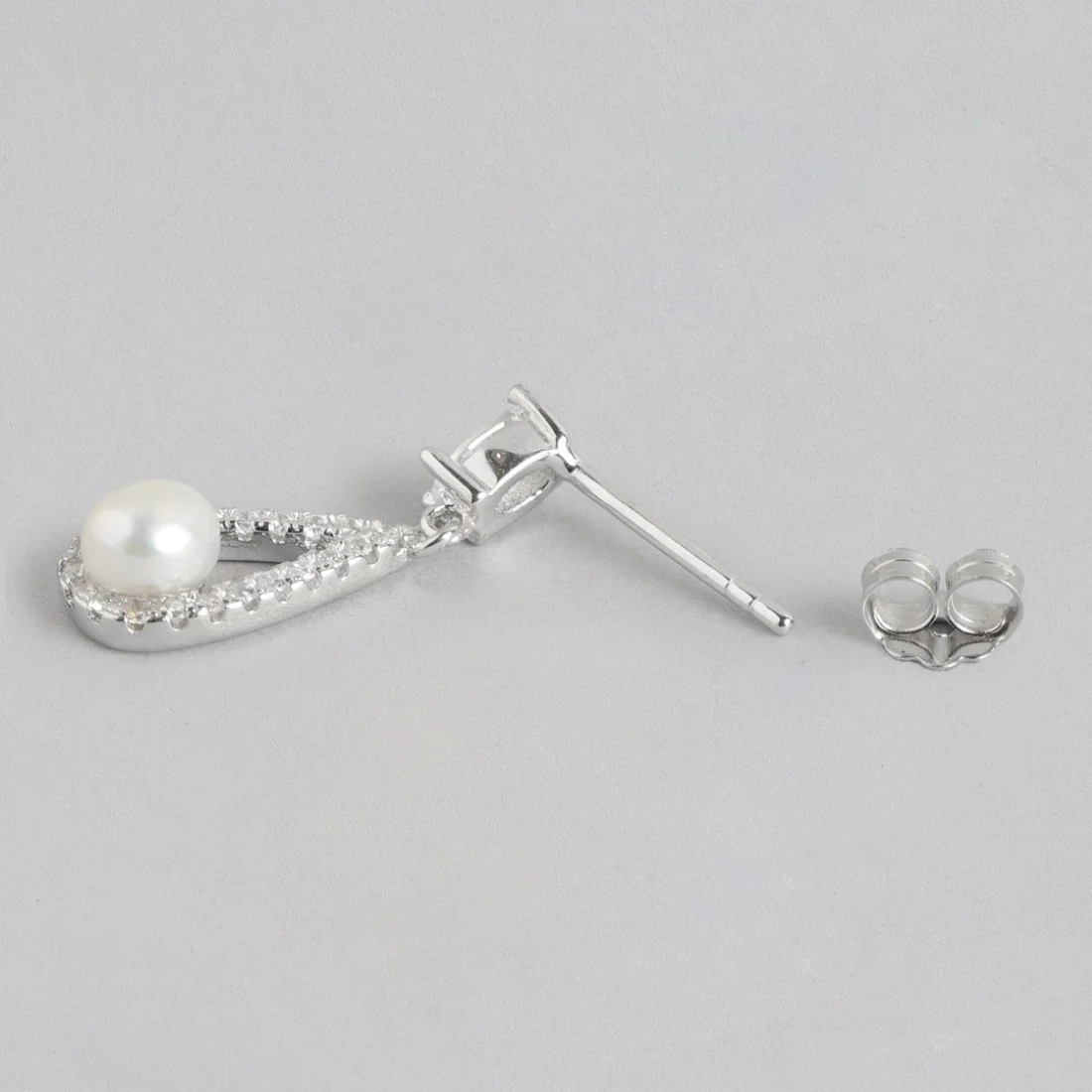 Pearl Radiance Drops Rhodium-Plated 925 Sterling Silver Earrings - Image 5