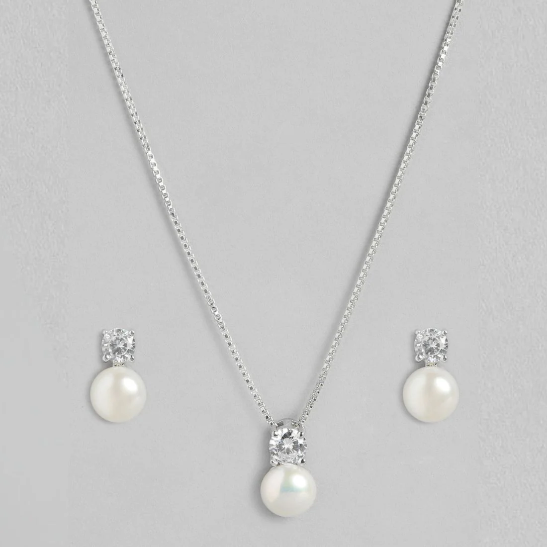 Pearl Radiance Harmony Rhodium-Plated 925 Sterling Silver Jewelry Set - Image 4