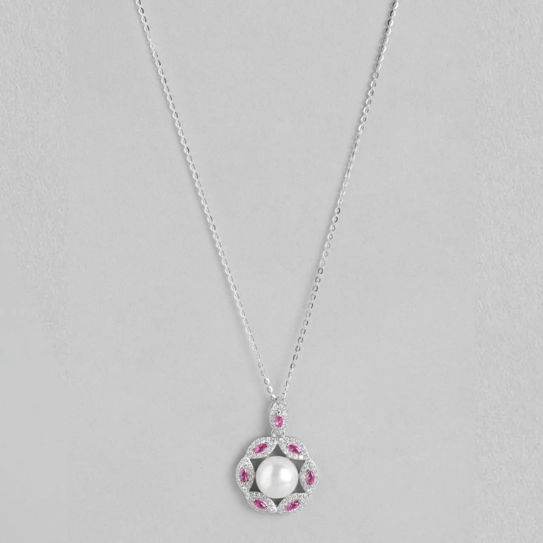 Pearl Radiance Harmony Rhodium-Plated 925 Sterling Silver Necklace - Image 6