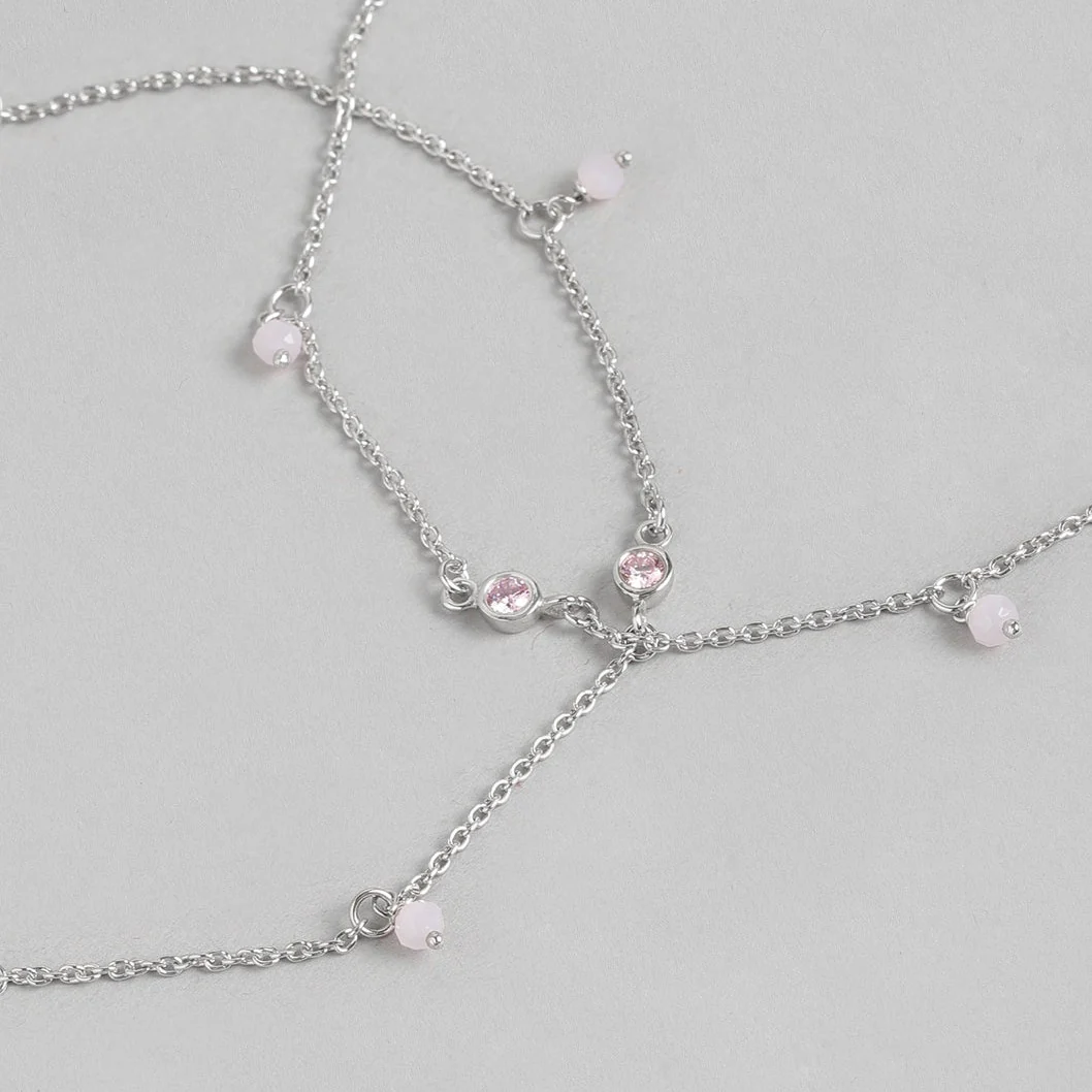 Pearl & Stone CZ 925 Sterling Silver Anklet - Image 7