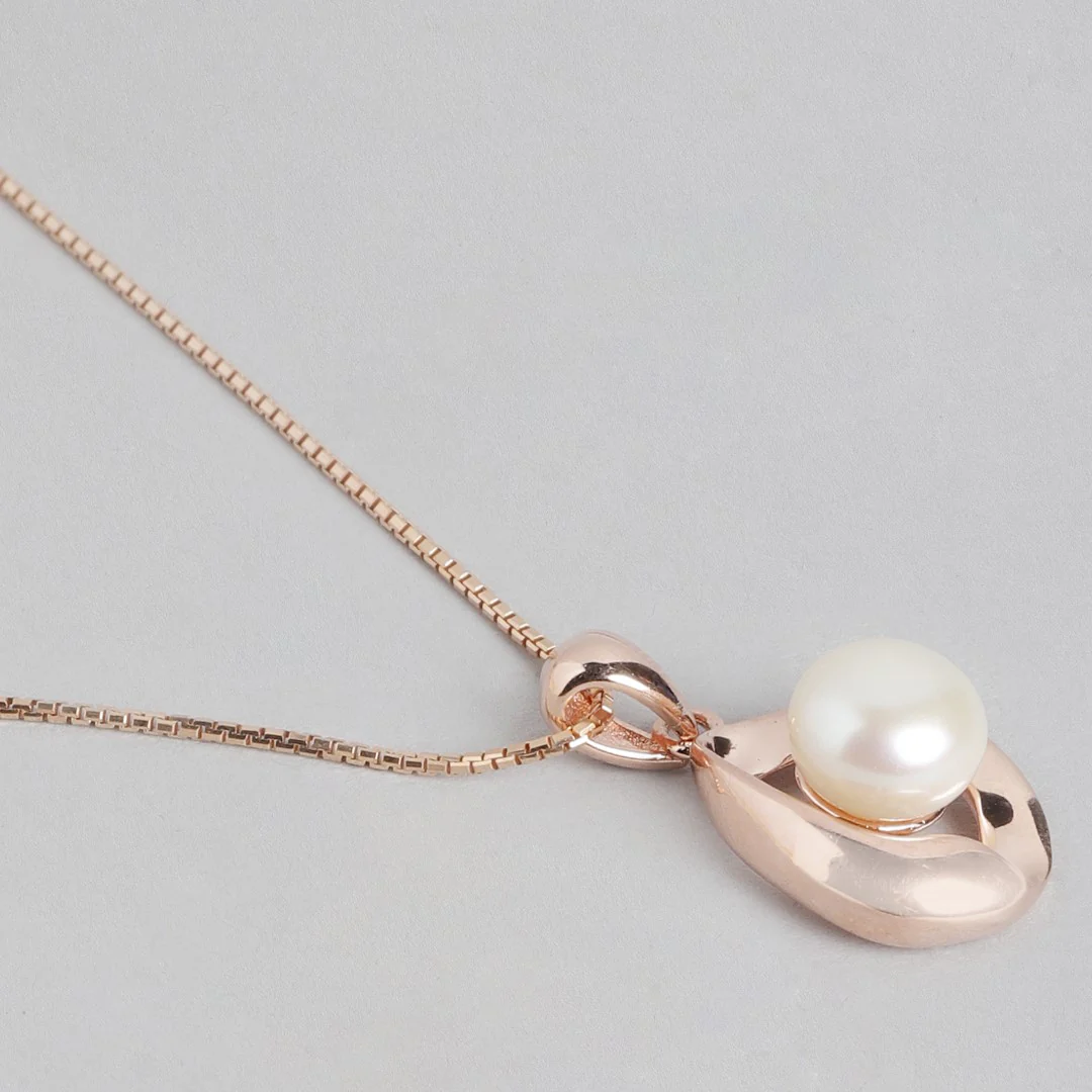 Pearlescent Elegance Rose Gold-Plated 925 Sterling Silver Pendant with Chain - Image 5