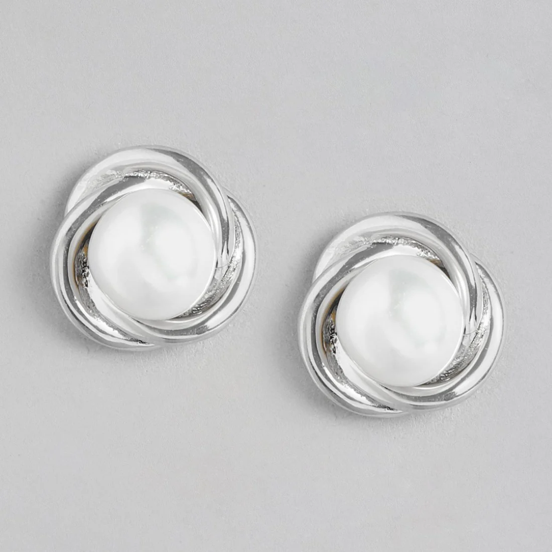 Pearlescent Grace Rhodium-Plated 925 Sterling Silver Earrings - Image 2