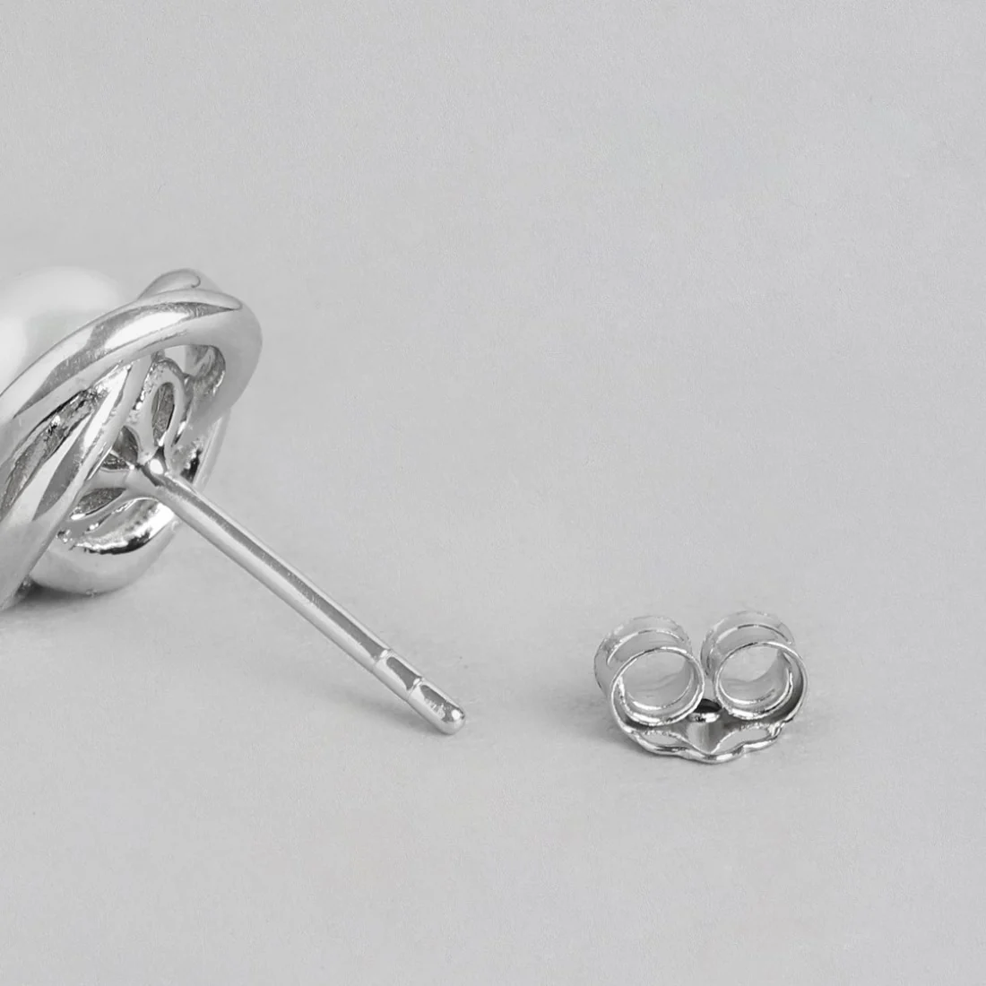 Pearlescent Grace Rhodium-Plated 925 Sterling Silver Earrings - Image 4