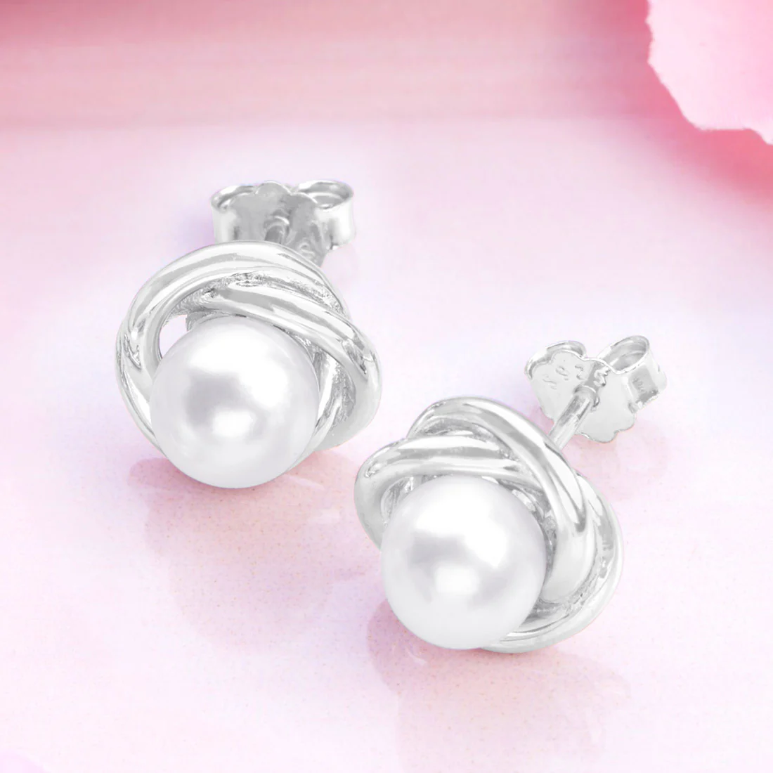 Pearlescent Grace Rhodium-Plated 925 Sterling Silver Earrings - Image 8