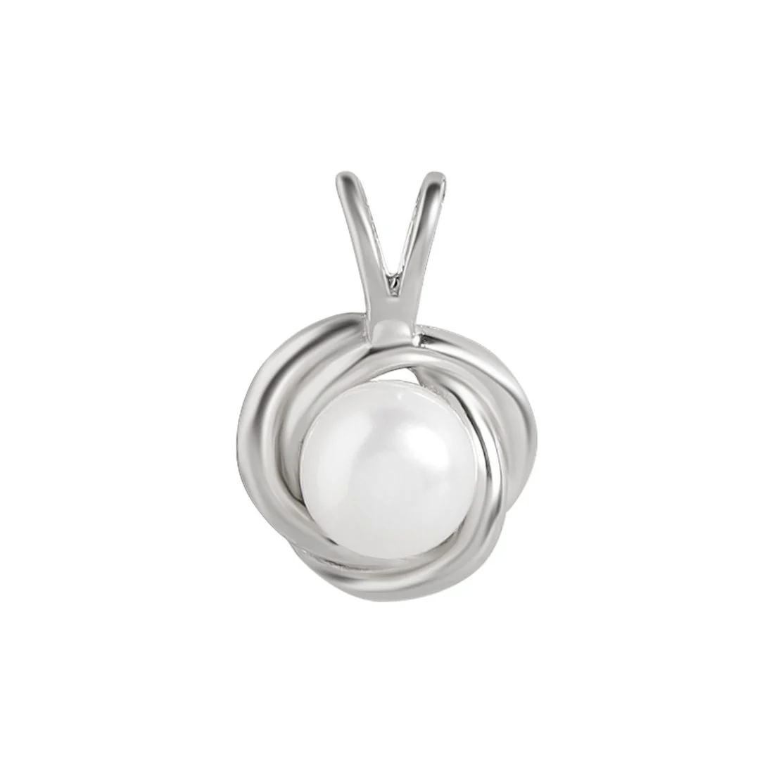 Pearlescent Radiance Charm Rhodium-Plated 925 Sterling Silver Pendant with Chain - Image 3