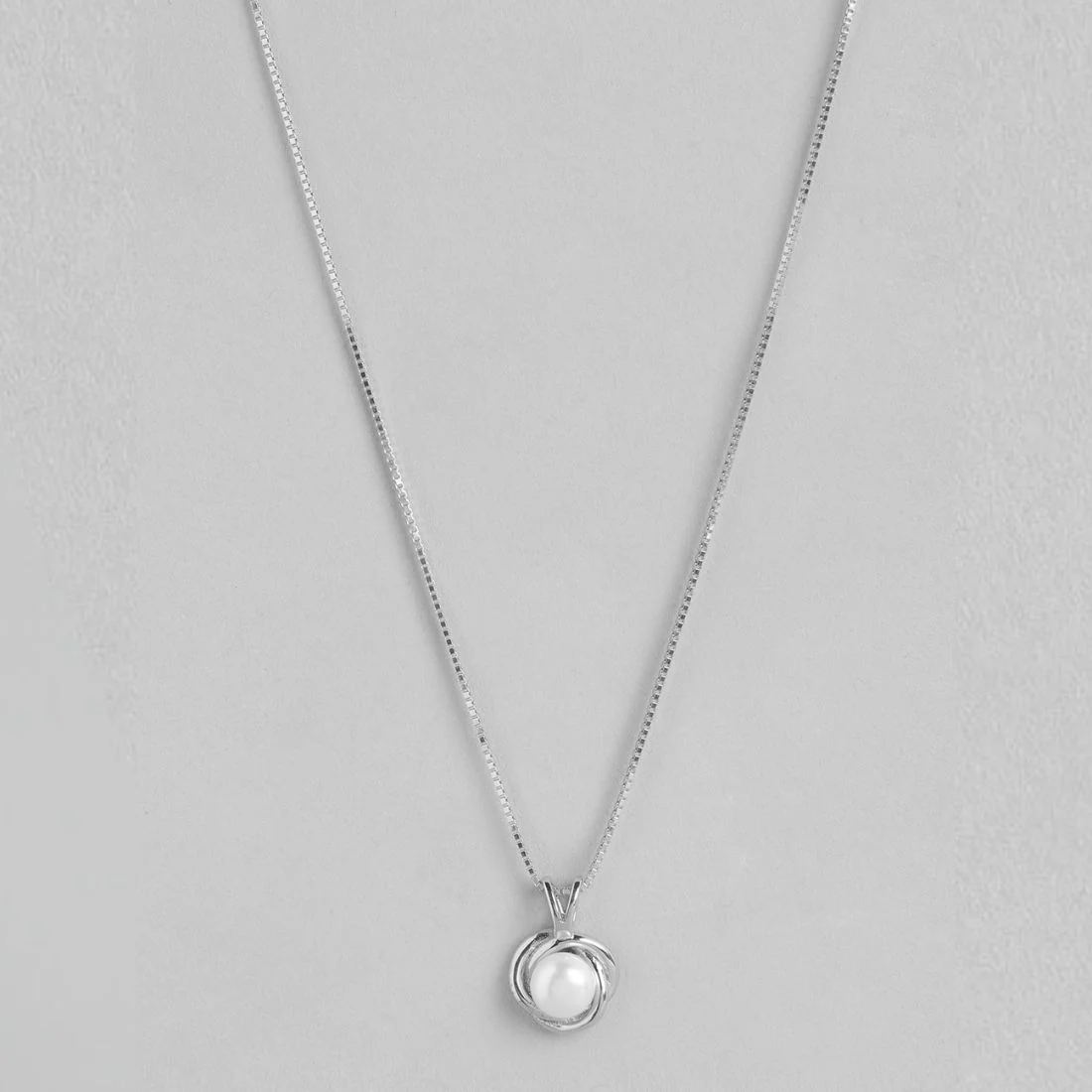 Pearlescent Radiance Charm Rhodium-Plated 925 Sterling Silver Pendant with Chain - Image 4