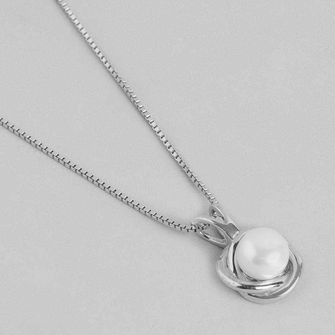 Pearlescent Radiance Charm Rhodium-Plated 925 Sterling Silver Pendant with Chain - Image 5