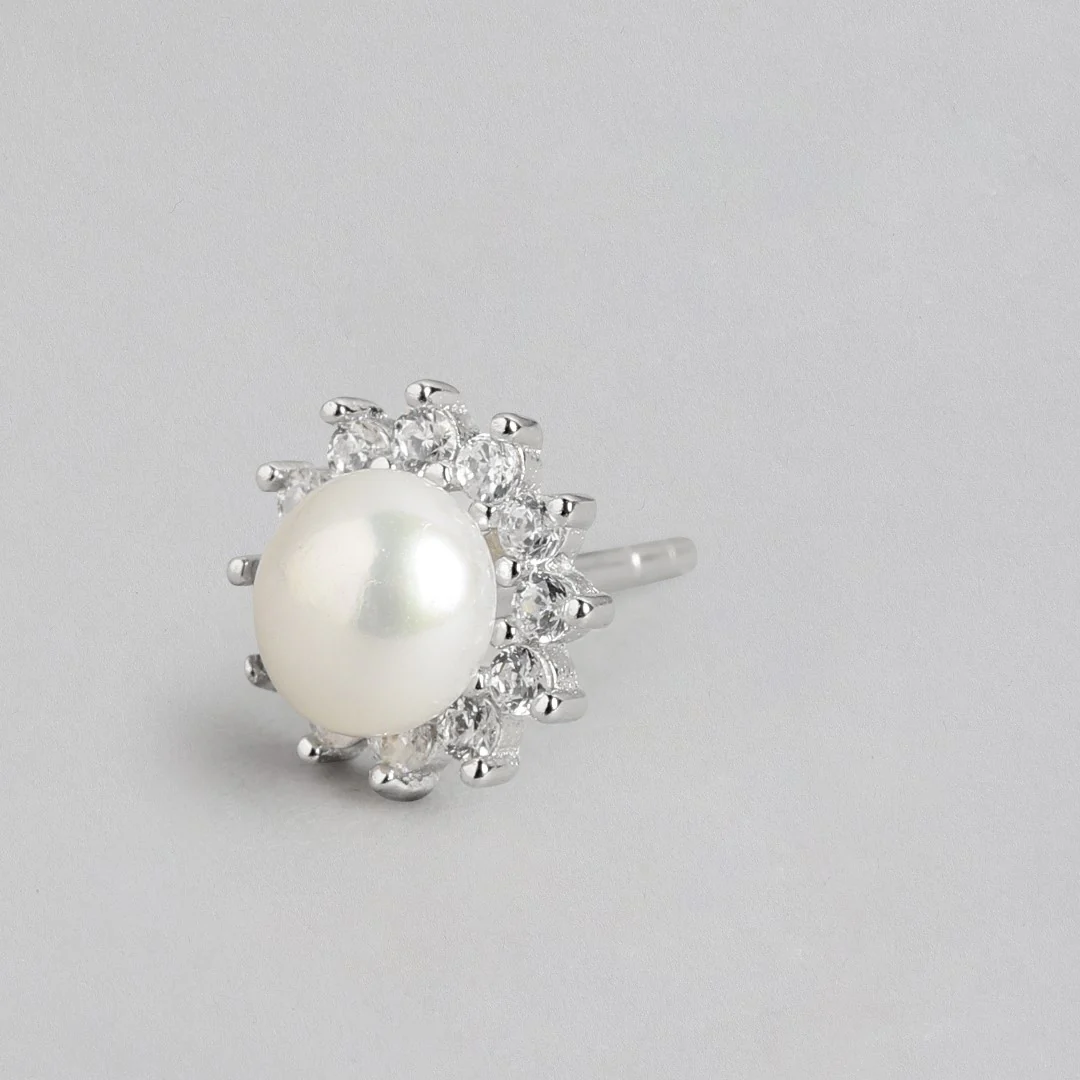 Pearl's Brilliance Rhodium-Plated CZ Gemstone 925 Sterling Silver Earrings - Image 4