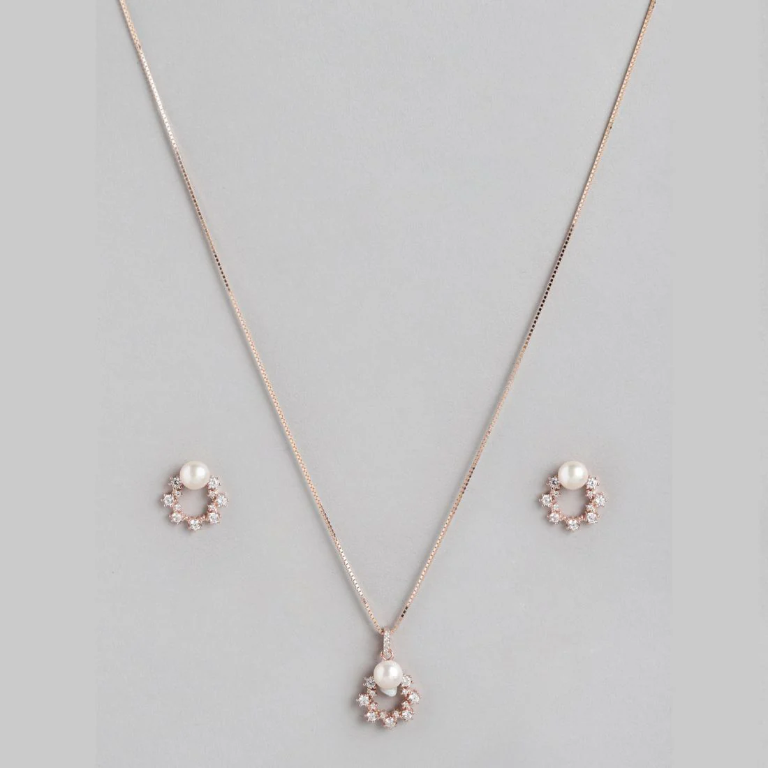 Pearls of Adoration Rose Gold CZ & Pearl 925 Sterling Silver Jewelry Set - Image 3