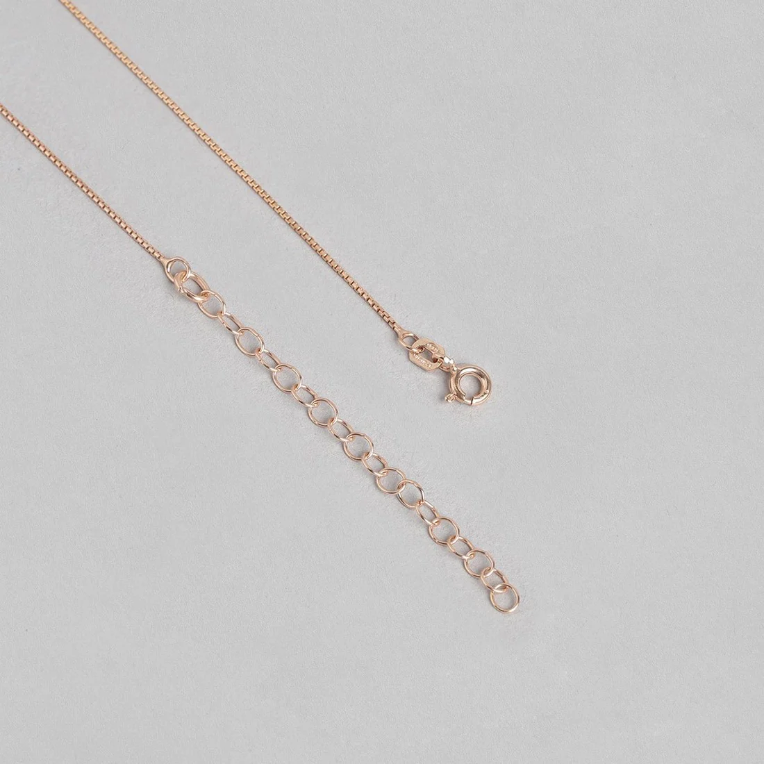 Square Solitaire Rose Gold Plated 925 Sterling Silver Pendant with Chain - Image 7