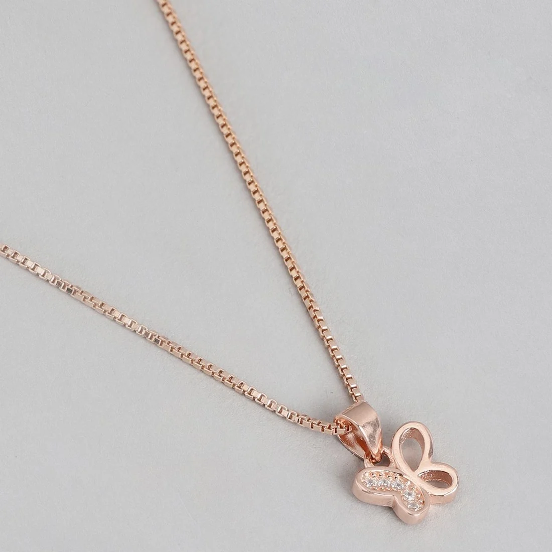 Radiant Rose Gold Butterfly Whispers CZ 925 Sterling Silver Pendant with Chain - Image 5