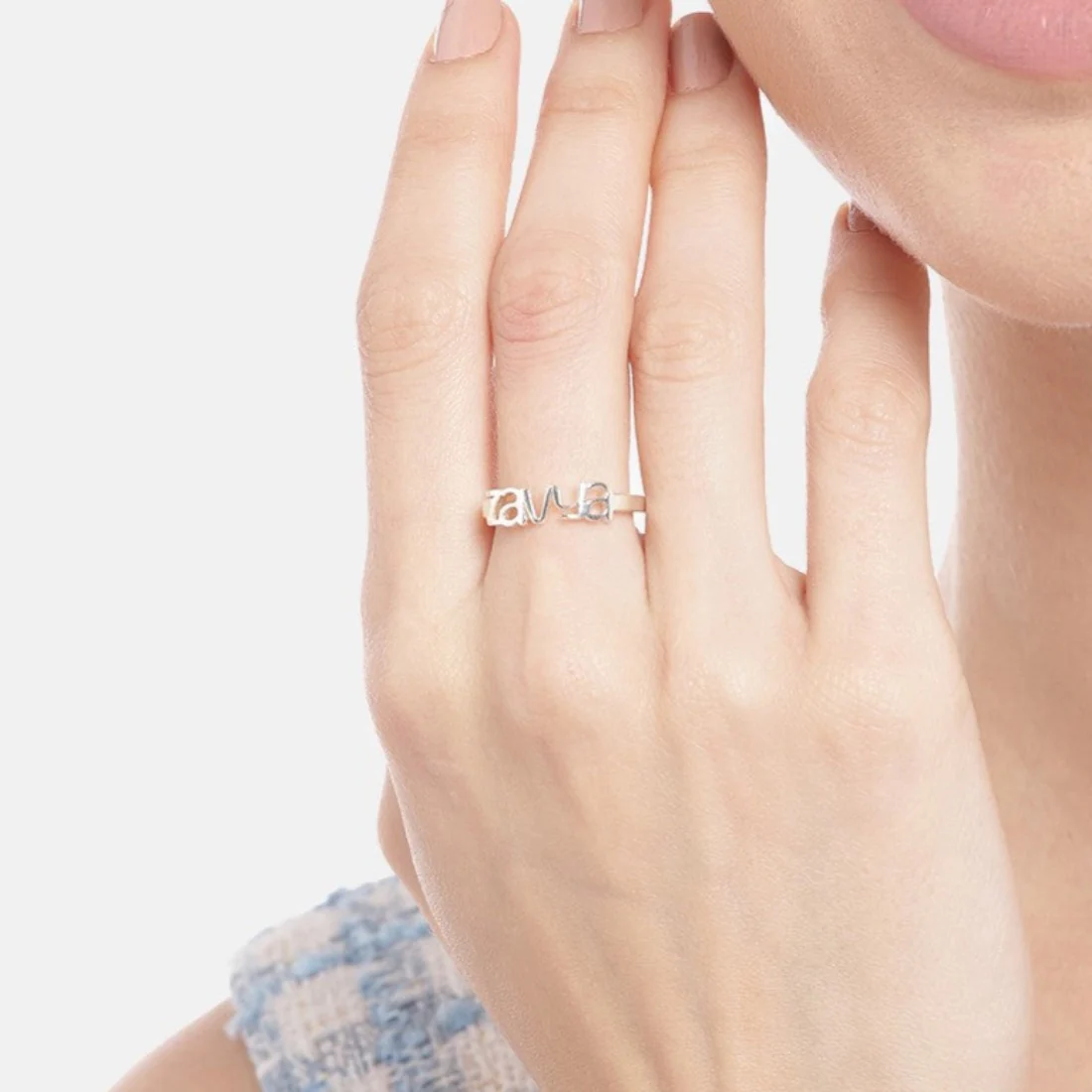 Personalized Eternal Rhodium Plated Ring 925 Sterling Silver (Adjustable) - Image 2