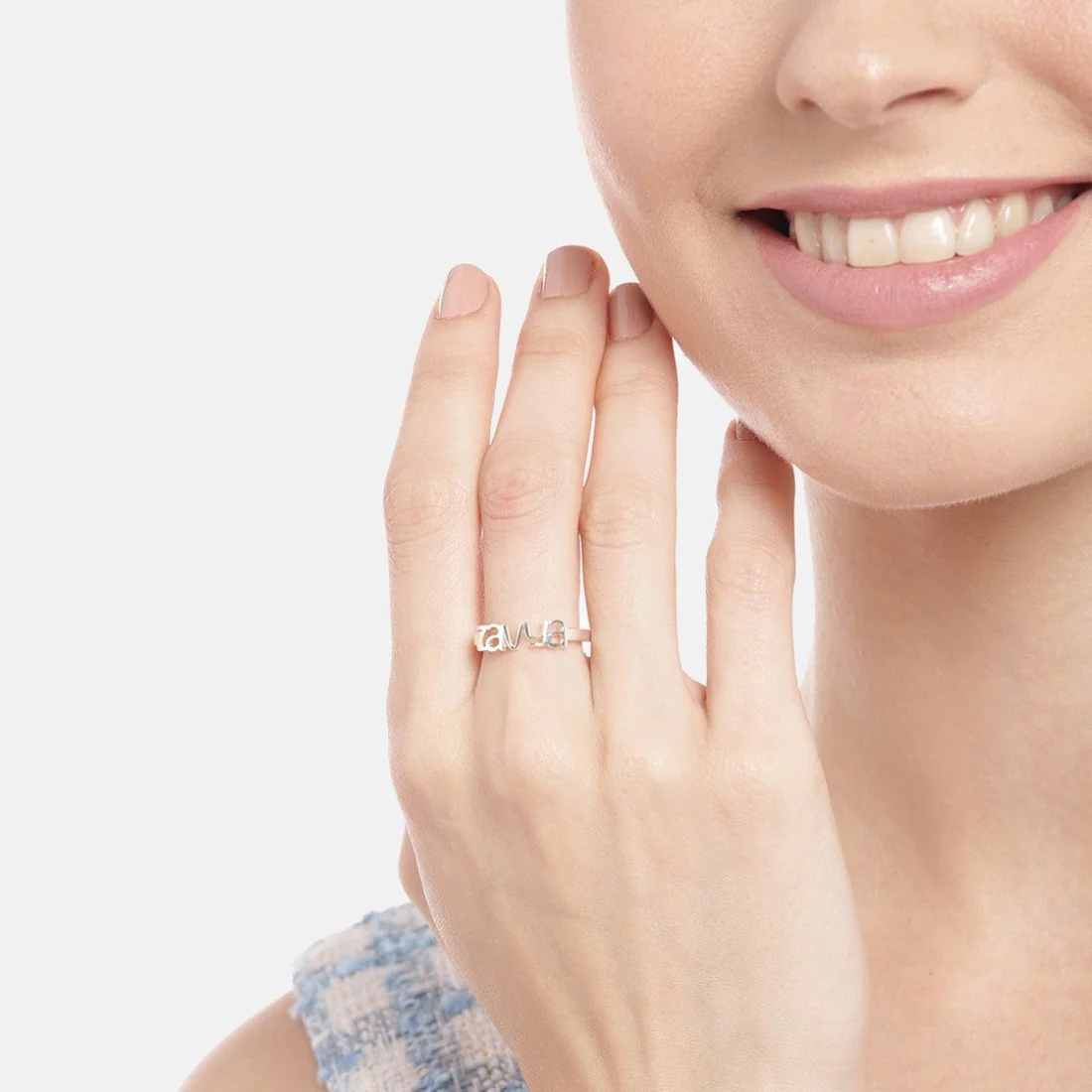 Personalized Eternal Rhodium Plated Ring 925 Sterling Silver (Adjustable) - Image 3
