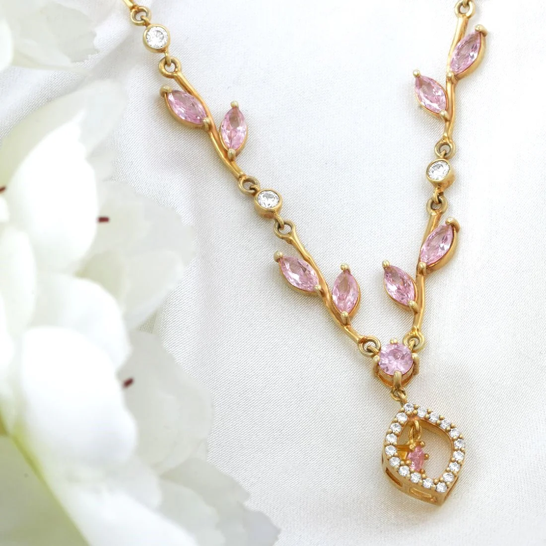 Pink Blossom Gold Plated 925 Sterling Silver Necklace - Image 5