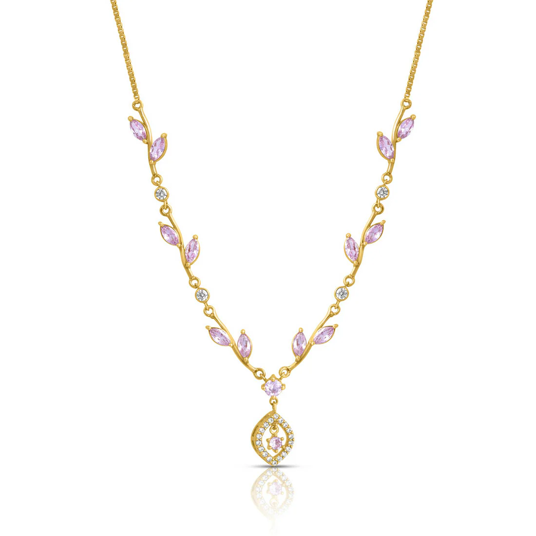 Pink Blossom Gold Plated 925 Sterling Silver Necklace - Image 6