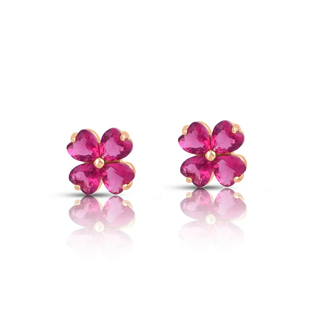 Pink Floral Rose Gold Plated 925 Sterling Silver Earrings - Image 5