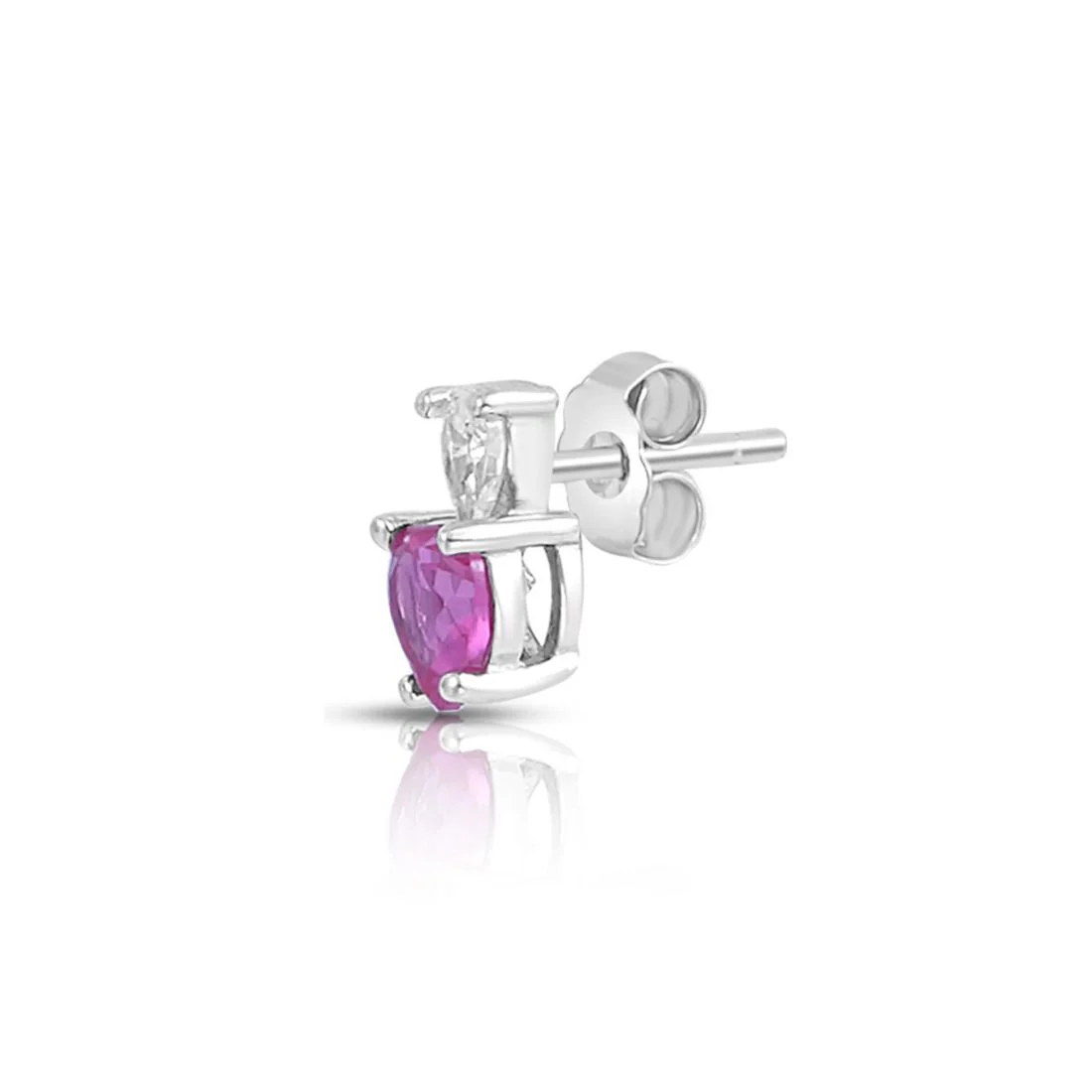 Pink Heart Rhodium Plated 925 Sterling Silver Earrings - Image 7