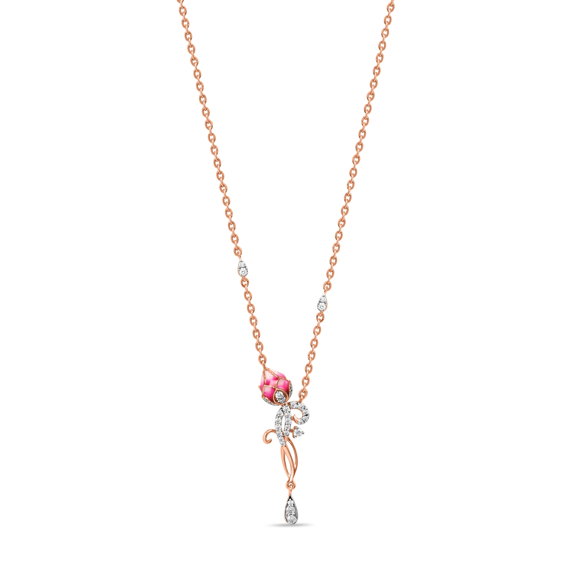 0.3 CT Pink Lotus Rose Gold Necklace with Lab-Grown Diamonds - Image 4