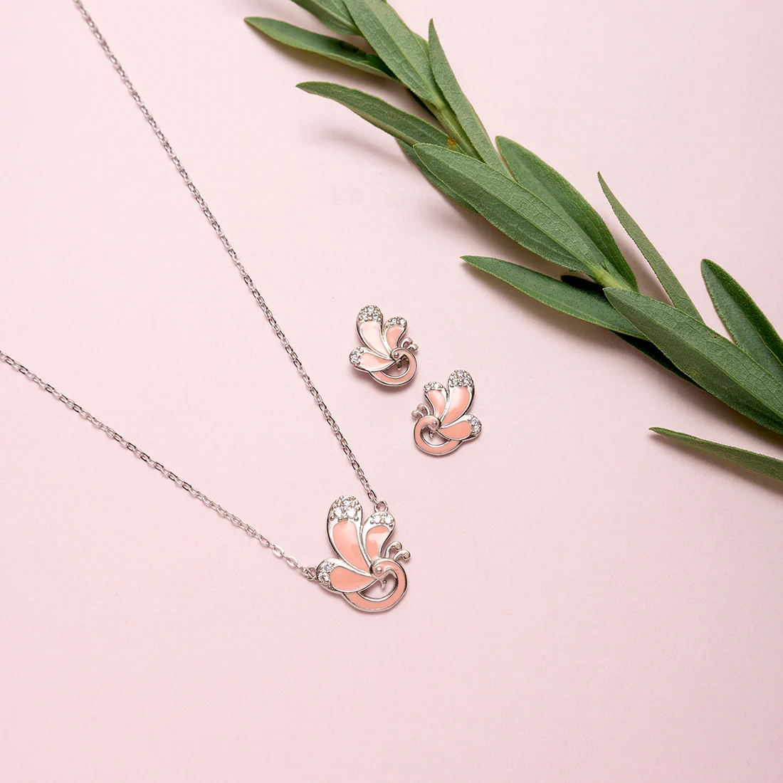 Peacock 925 Silver Jewellery Set