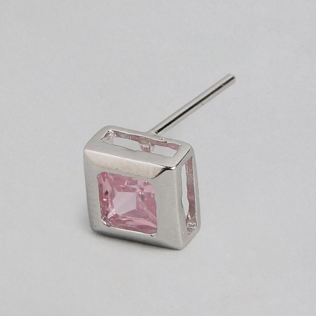 Pink Stone Stud 925 Silver Earrings - Image 5